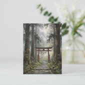Mystical forest and torii gate that symbolizes it briefkaart (Staand voorkant)