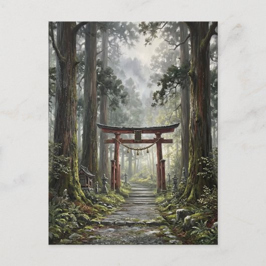 Mystical forest and torii gate that symbolizes it briefkaart (Voorkant)