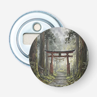 Mystical forest and torii gate that symbolizes it button flesopener