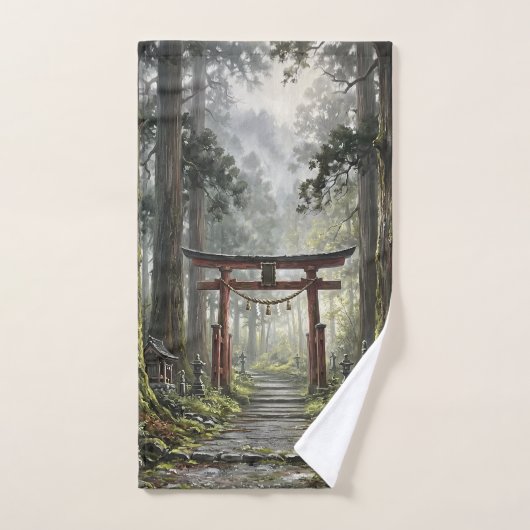 Mystical forest and torii gate that symbolizes it handdoek (Handdoek)