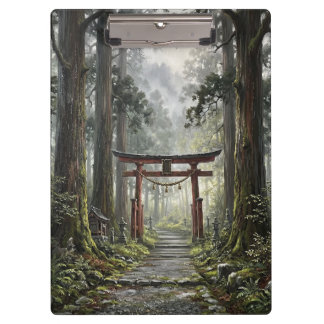 Mystical forest and torii gate that symbolizes it klembord