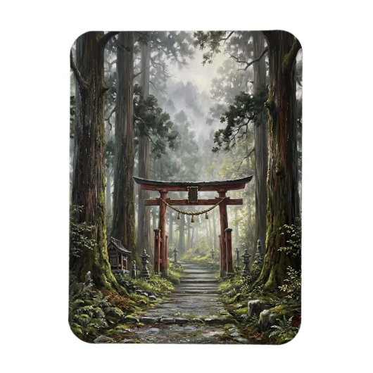 Mystical forest and torii gate that symbolizes it magneet (Verticaal)