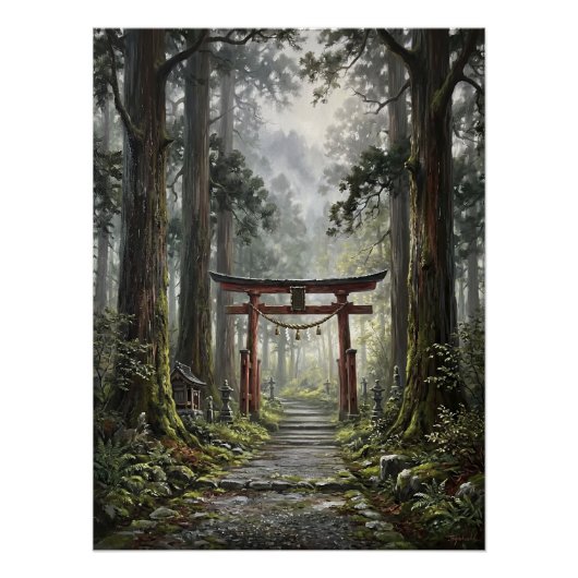Mystical forest and torii gate that symbolizes it perfect poster (Voorkant)