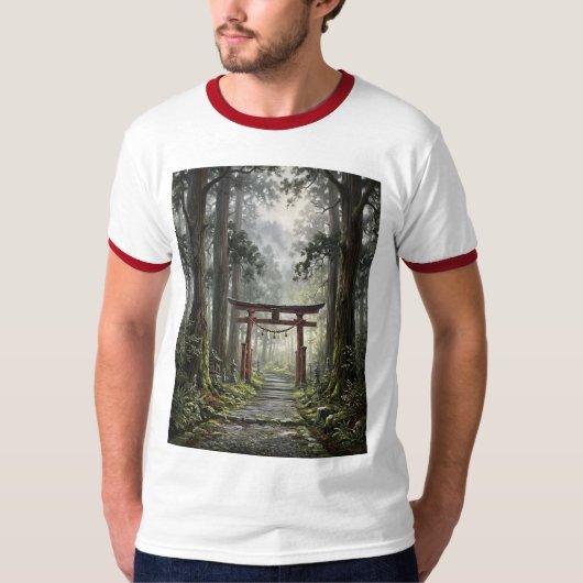 Mystical forest and torii gate that symbolizes it t-shirt (Voorkant)