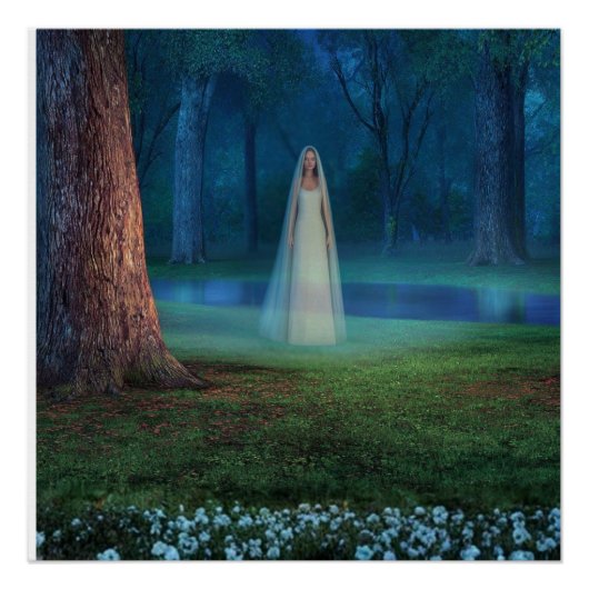 Mystical Forest at Night – Fantasy Art Perfect Poster (Voorkant)