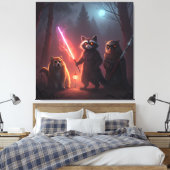 Mystical Forest Battle Animals Art Canvas Afdruk (Insitu (Slaapkamer))