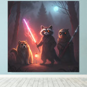 Mystical Forest Battle Animals Art Canvas Afdruk (Insitu (Houten vloer))