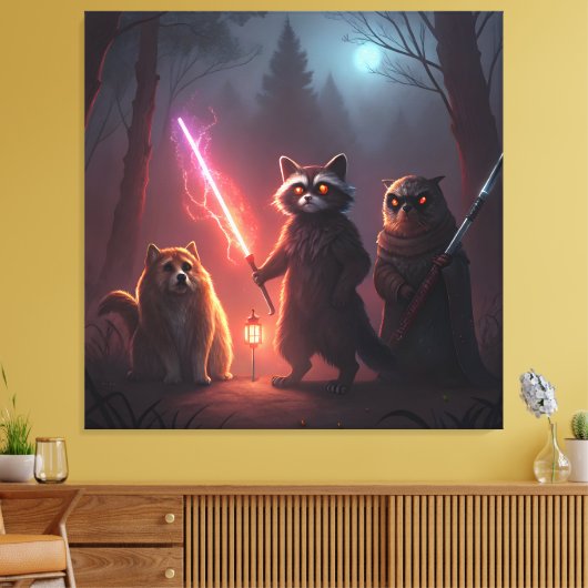 Mystical Forest Battle Animals Art Canvas Afdruk (Insitu (Woonkamer))
