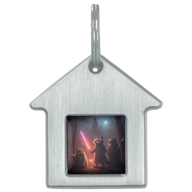 Mystical Forest Battle Animals Art Huisdieren Naamplaatje (Voorkant)