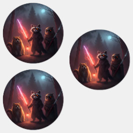 Mystical Forest Battle Animals Art Labels