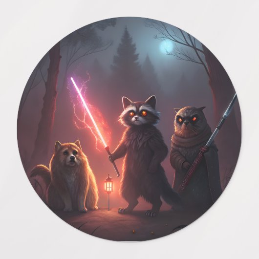 Mystical Forest Battle Animals Art Labels (Design 2)