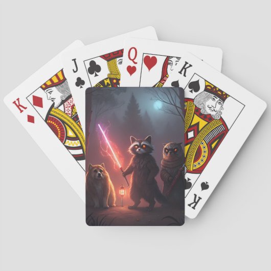 Mystical Forest Battle Animals Art Pokerkaarten (Achterkant)