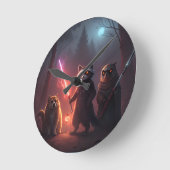 Mystical Forest Battle Animals Art Ronde Klok (Hoek)
