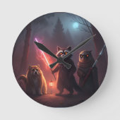 Mystical Forest Battle Animals Art Ronde Klok (Voorkant)