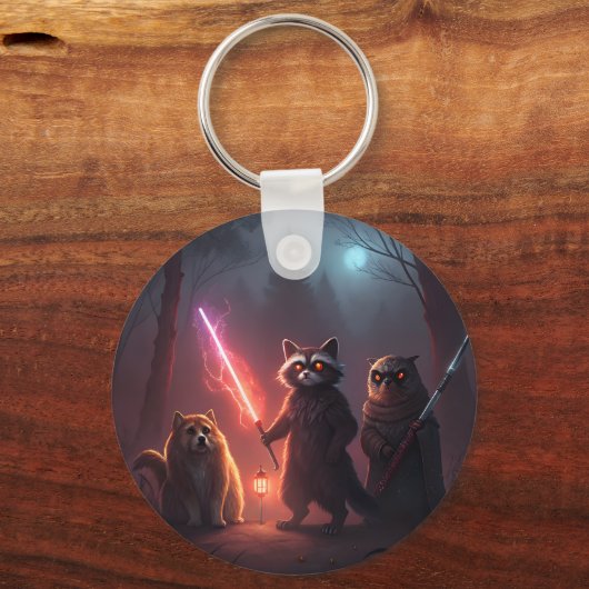 Mystical Forest Battle Animals Art Sleutelhanger (Achterkant)