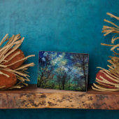 Mystical Forest Celestial Blue Night Sky Fotoplaat (Zijkant)