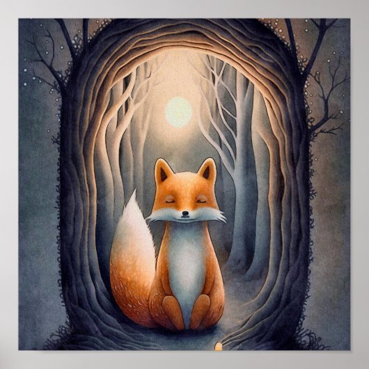 Mystical Forest Fox Animal Print | Fox afdrukken (Voorkant)