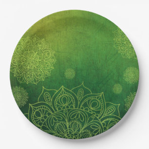 Mystical Forest Green Mandala Party Paper Borden Papieren Bordje