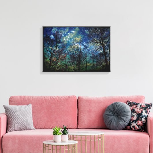 Mystical Forest Natuur Stars Celestial 12x18 Canvas Afdruk (Insitu (Woonkamer))