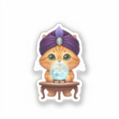 Mystical Fortune Teller Cat Crystal Ball New Year Sticker (Voorkant)
