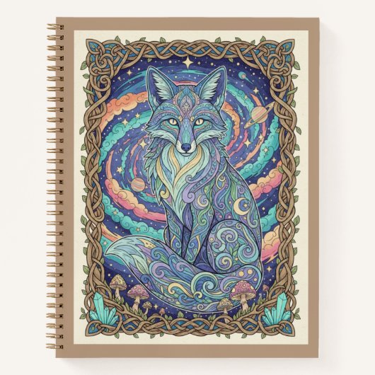 Mystical Fox Cosmic Nebula Zen tangle Journal Notitieboek (Voorkant)
