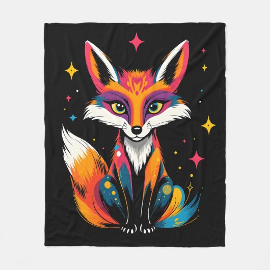 Mystical Fox Fleece Deken (Voorkant)