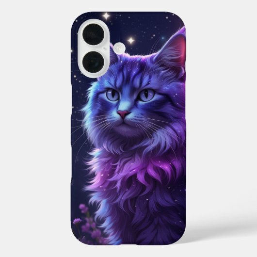 Mystical Galaxy Cat Phone Case – Purple Cosmic Art (Achterkant)