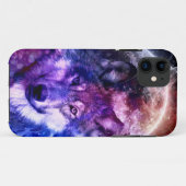 Mystical Galaxy Wolf Face met Full Moon Case-Mate iPhone Case (Achterkant (horizontaal))