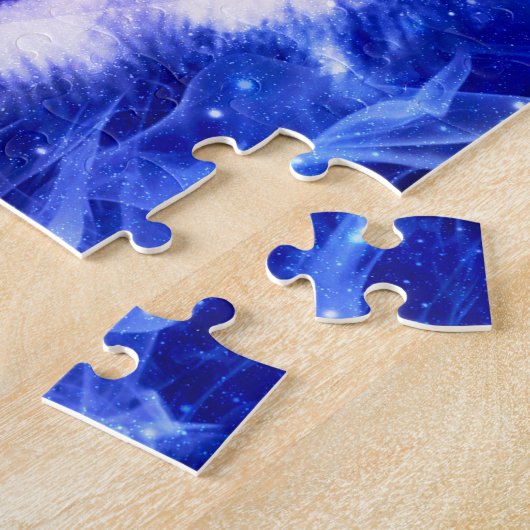 Mystical Galaxy Wolf Face met Full Moon Legpuzzel (Zijkant)