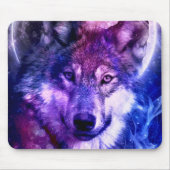 Mystical Galaxy Wolf Face met Full Moon Muismat (Voorkant)