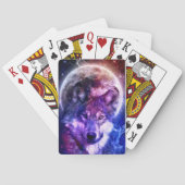 Mystical Galaxy Wolf Face met Full Moon Pokerkaarten (Achterkant)