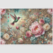 Mystical Garden Hummingbird & Rose Decoupage  Tissuepapier (Voorkant)