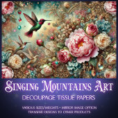 Mystical Garden Hummingbird & Rose Decoupage  Tissuepapier