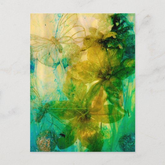 "Mystical Garden - Rays of Gold" origineel Lyrical Briefkaart (Voorkant)