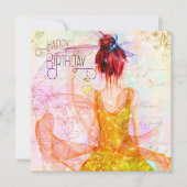 Mystical Girl Waterverf Happy Birthday Kaart (Voorkant)