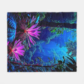 Mystical Glowing Jungle Bloom Design Fleece Deken (Voorkant (Horizontaal))