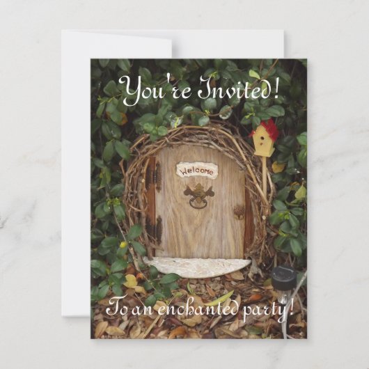 Mystical Gnome Garden Deuren Party nodigt uit Kaart (Voorkant)