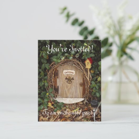 Mystical Gnome Garden Deuren Party nodigt uit Kaart (Staand voorkant)
