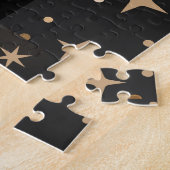 Mystical Gold Black Stars Bursts Legpuzzel (Zijkant)
