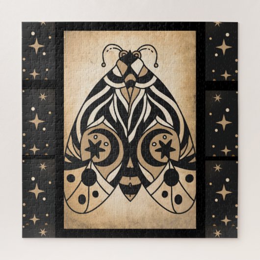 Mystical Gold Black Stars Bursts Legpuzzel (Verticaal)