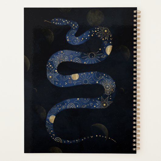 Mystical Gold Blue Serpent Galaxy Design Planner (Achterkant)