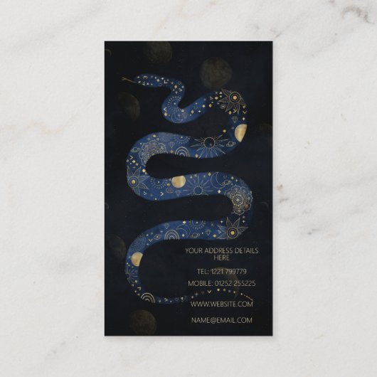 Mystical Gold Blue Serpent Galaxy Design Visitekaartje (Achterkant)