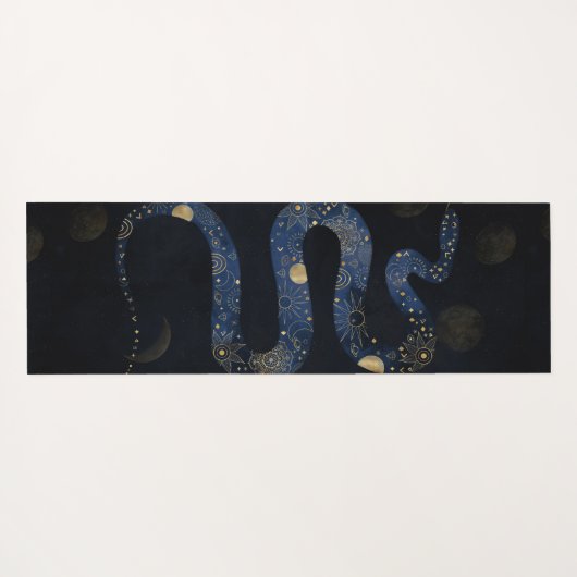 Mystical Gold Blue Serpent Galaxy Design Yogamat (Achterkant (horizontaal))