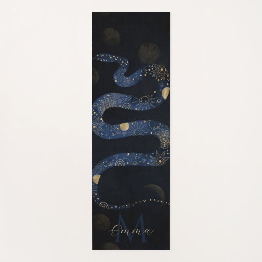 Mystical Gold Blue Serpent Galaxy Design Yogamat (Voorkant)