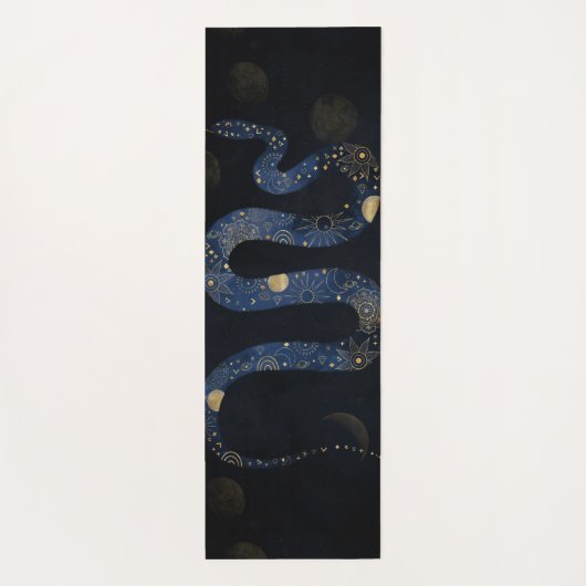 Mystical Gold Blue Serpent Galaxy Design Yogamat (Achterkant)
