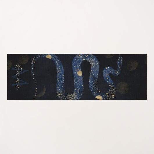 Mystical Gold Blue Serpent Galaxy Design Yogamat (Voorkant (horizontaal))