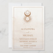 Mystical Gold Celestial Stars Wedding Invitation Kaart (Voorkant)