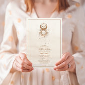 Mystical Gold Celestial Stars Wedding Invitation Kaart