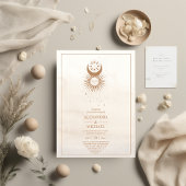 Mystical Gold Celestial Stars Wedding Invitation Kaart