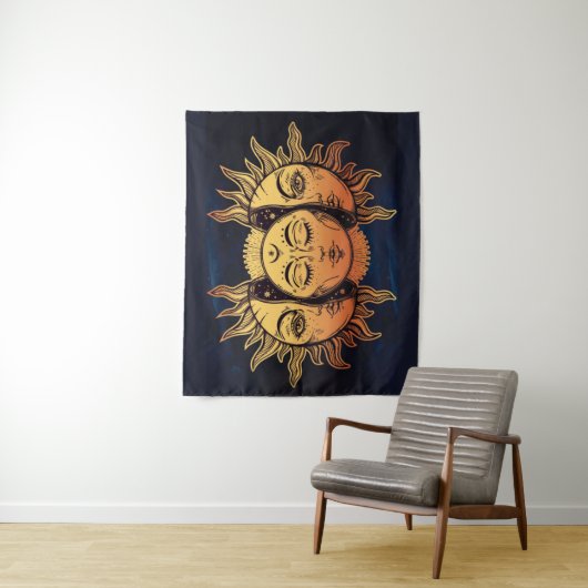 Mystical Gold Foil Luna Sun en Moon Wandkleed (In situ)